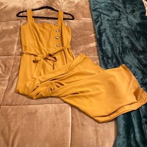 NWT Medium Everly Mustard Wide-leg Sleeveless Square Neck Jumpsuit